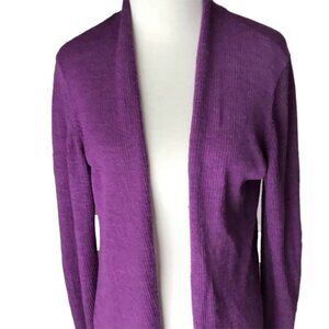 Eileen Fisher purple open front sweater, wool, large